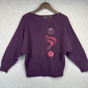 Jacques Vert For Sir James Sweater Large Lambswool Blend Batwing Boat Neck VTG